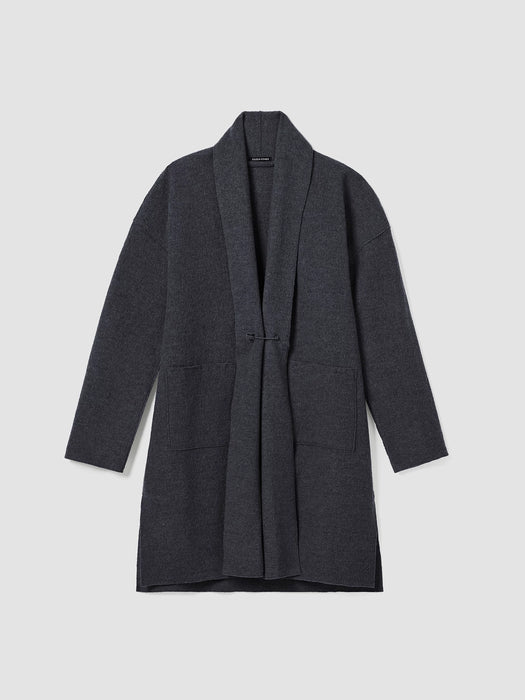 Lightweight Boiled&nbsp;Wool High Collar Coat in Regenerative Wool