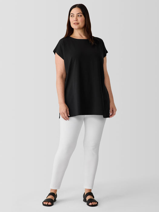 Pima Cotton Stretch Jersey Bateau Neck Long Top