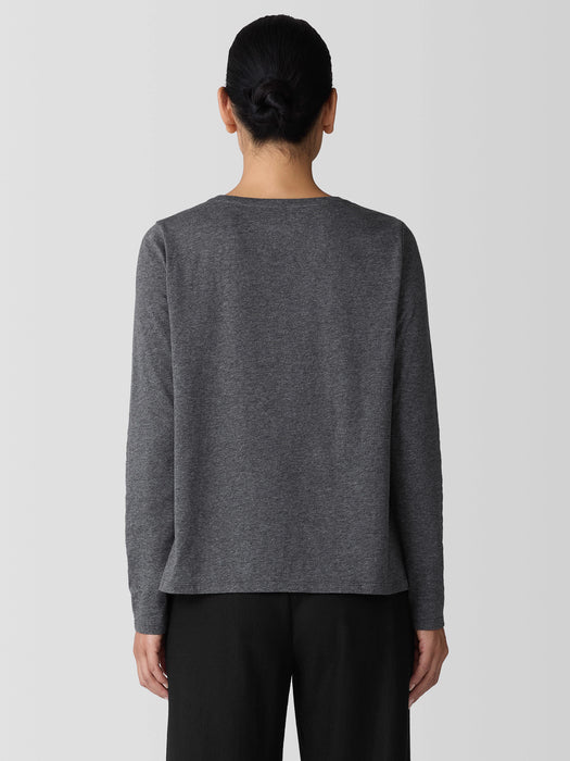 M&eacute;lange Fine Organic Cotton Jersey&nbsp;Long-Sleeve Tee