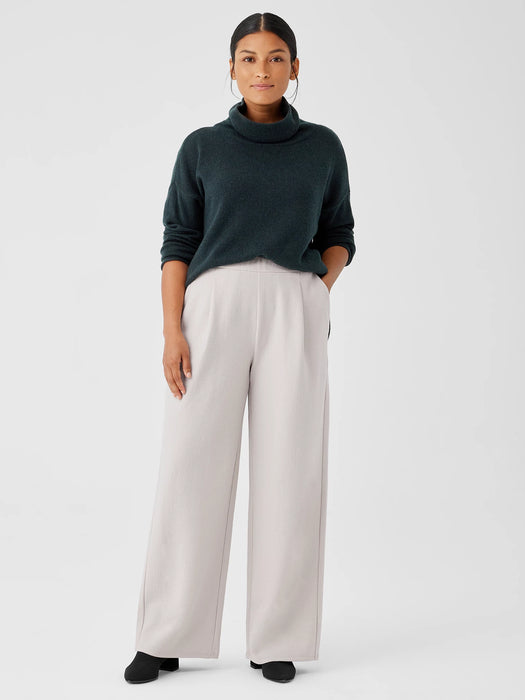 Boiled Wool Jersey Pleated Wide-Leg Pant
