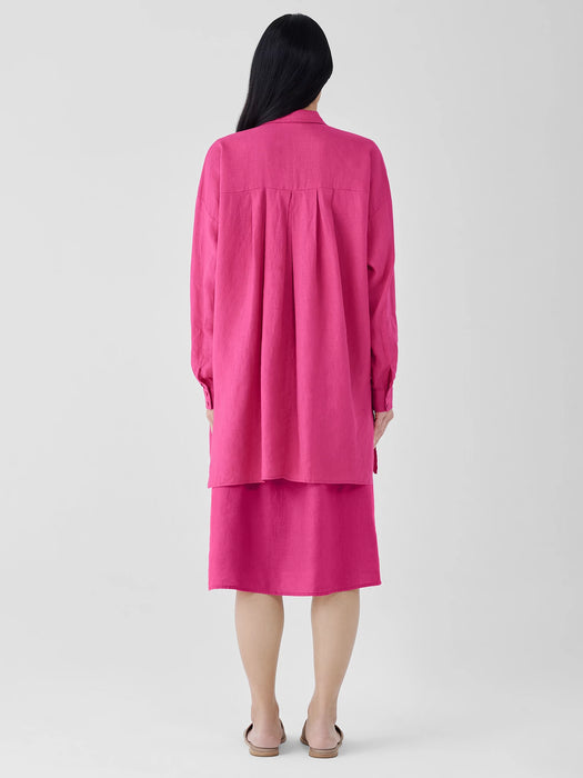 Organic Handkerchief Linen Classic Collar Long Shirt