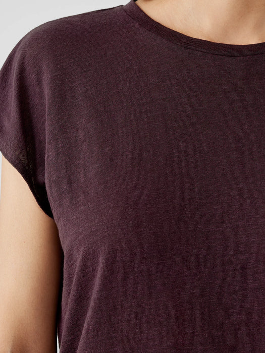 Organic Linen Jersey Shirred-Back Top