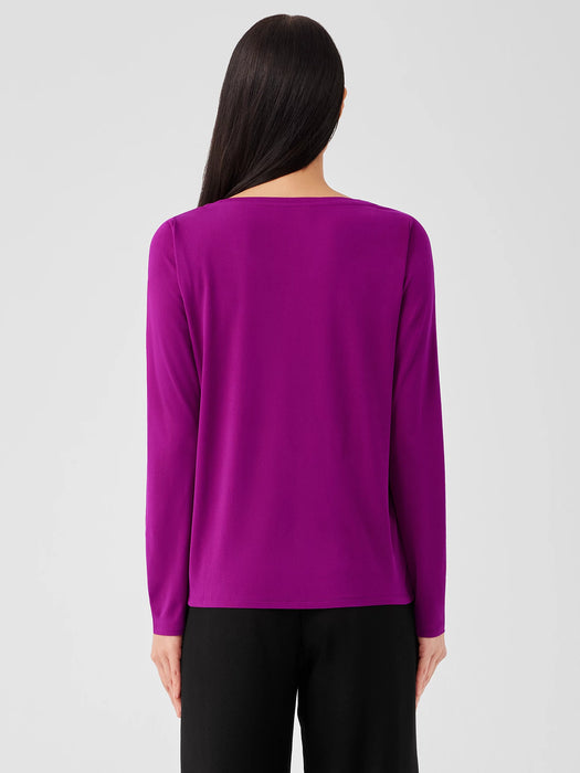 Stretch Silk Jersey Scoop Neck Top