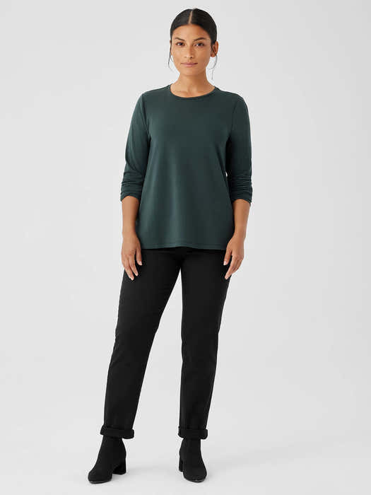 Stretch Jersey Knit Crew Neck Top