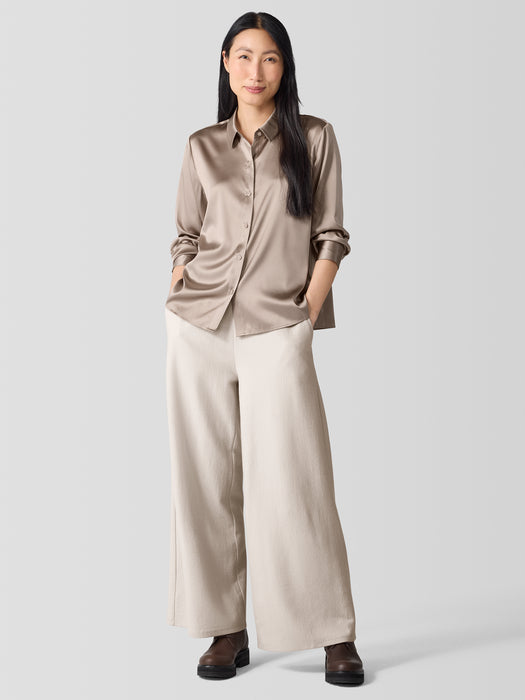 Stretch Silk Charmeuse&nbsp;Classic Collar Shirt