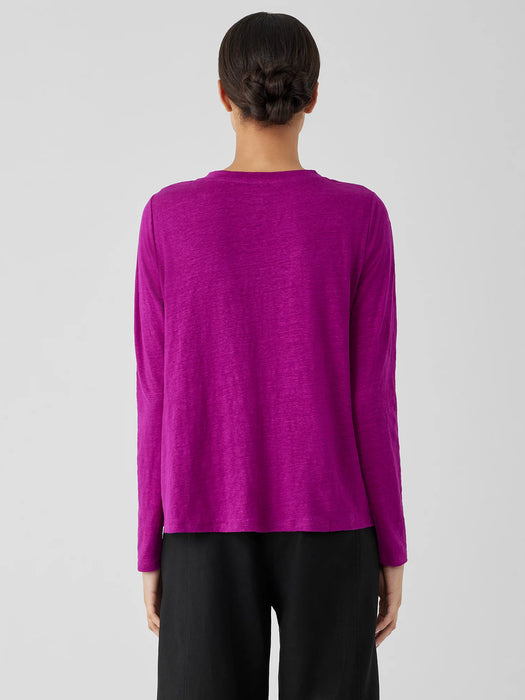 Organic Linen Jersey Crew Neck Top