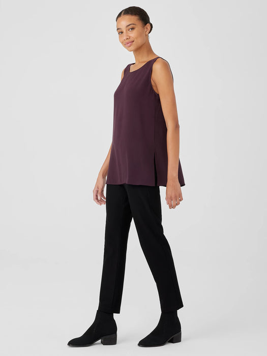 Silk Georgette Crepe&nbsp;Ballet Neck Long Tank