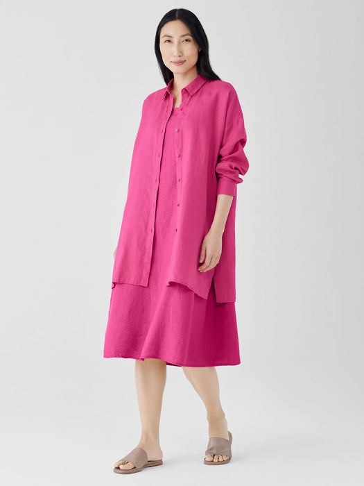Organic Handkerchief Linen Classic Collar Long Shirt