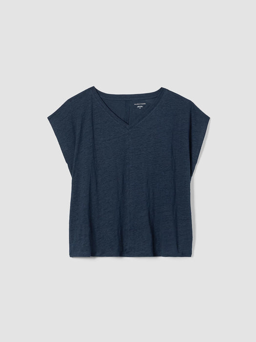 Organic Linen Jersey V-Neck Tee