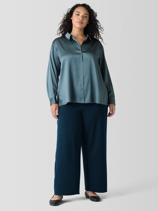 Stretch Silk Charmeuse&nbsp;Classic Collar Shirt