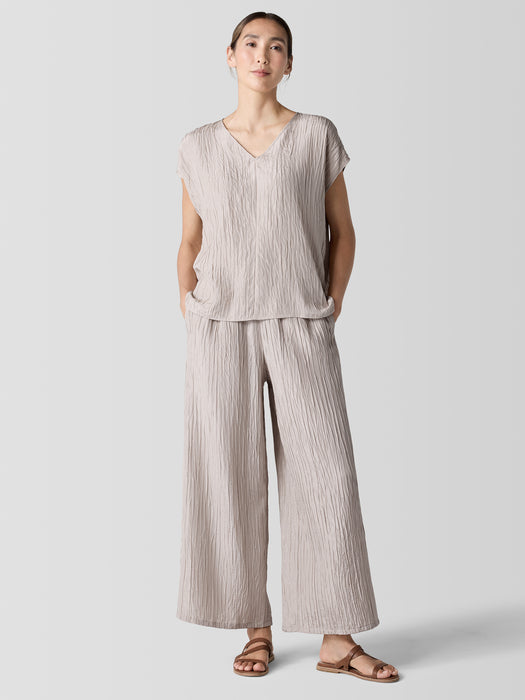 Textured Silk Jacquard Wide-Leg Pant