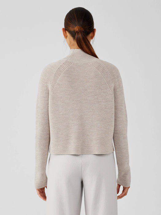 Merino Cropped Turtleneck Top in Regenerative Wool