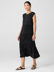 Crushed Silk Jewel Neck&nbsp;Tiered Dress