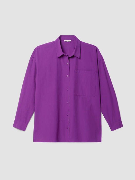 Washed Organic Cotton Poplin Classic Collar Long Shirt