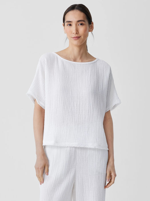 Organic Cotton Lofty Gauze Bateau Neck Top