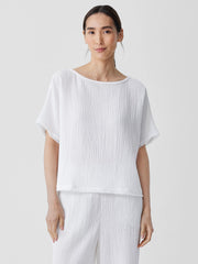 Organic Cotton Lofty Gauze Bateau Neck Top