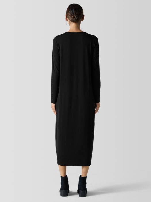 Stretch Jersey Knit Round Neck Dress