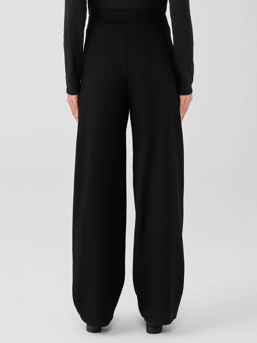 Boiled Wool Jersey Pleated Wide-Leg Pant