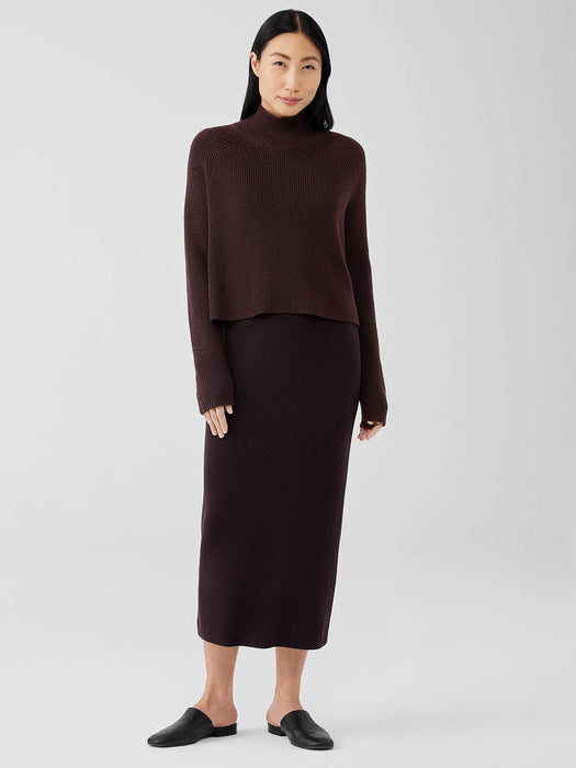Merino Cropped Turtleneck Top in Regenerative Wool