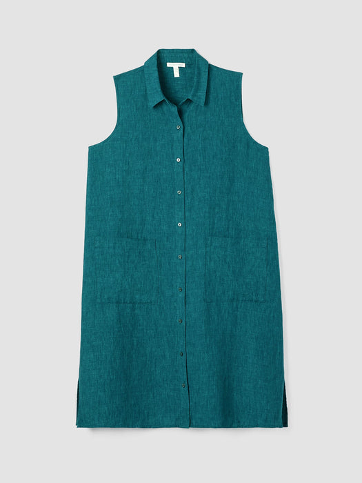 Washed Organic Linen D&eacute;lav&eacute; Sleeveless Shirtdress