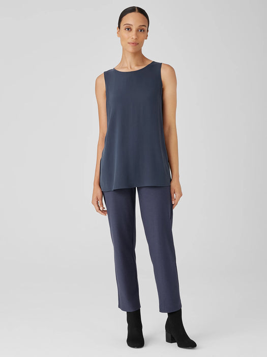 Silk Georgette Crepe&nbsp;Ballet Neck Long Tank