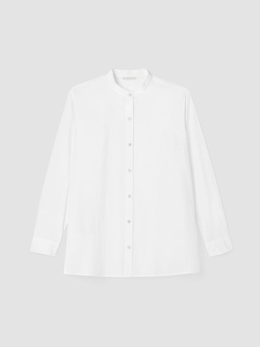 Washed Organic Cotton Poplin Band Collar Shirt