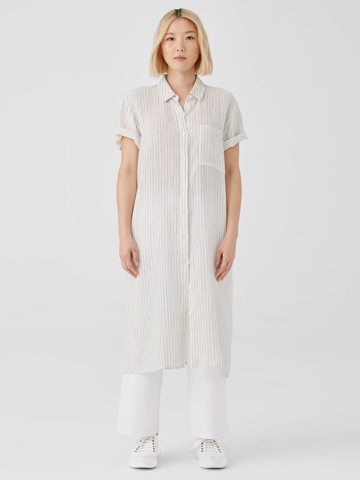 Puckered Organic Linen Shirtdress