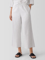 Organic Cotton Ripple Checkered Wide-Leg Pant