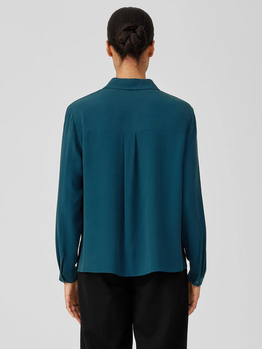 Silk Georgette Crepe Classic Collar Shirt