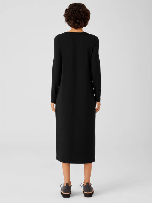 Stretch Jersey Knit Jewel Neck Dress