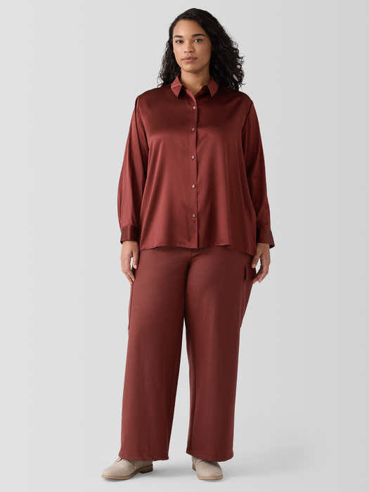 Stretch Silk Charmeuse&nbsp;Classic Collar Shirt
