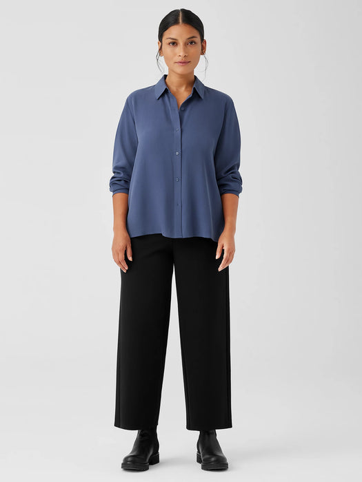 Silk Georgette Crepe Classic Collar Shirt