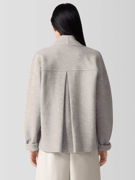 Lightweight Boiled Wool High Collar Jacket in Regenerative Wool