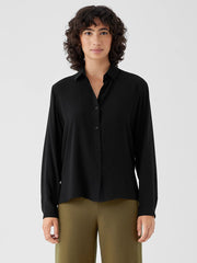 Silk Georgette Crepe Classic Collar Shirt