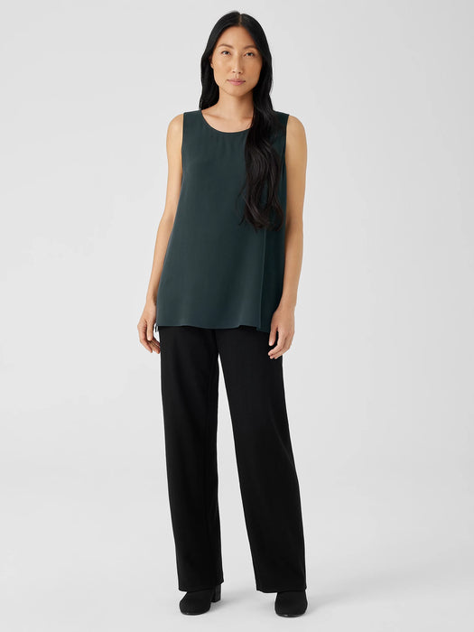 Silk Georgette Crepe&nbsp;Ballet Neck Long Tank