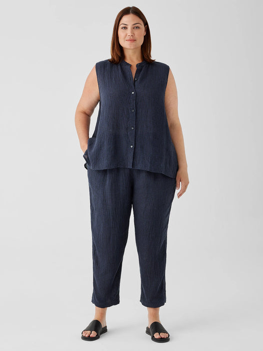 Puckered Organic Linen Tapered Pant