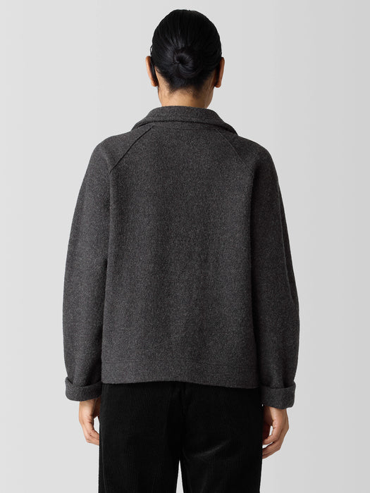 Lightweight Boiled Wool Motorcycle Jacket in Regenerative Wool