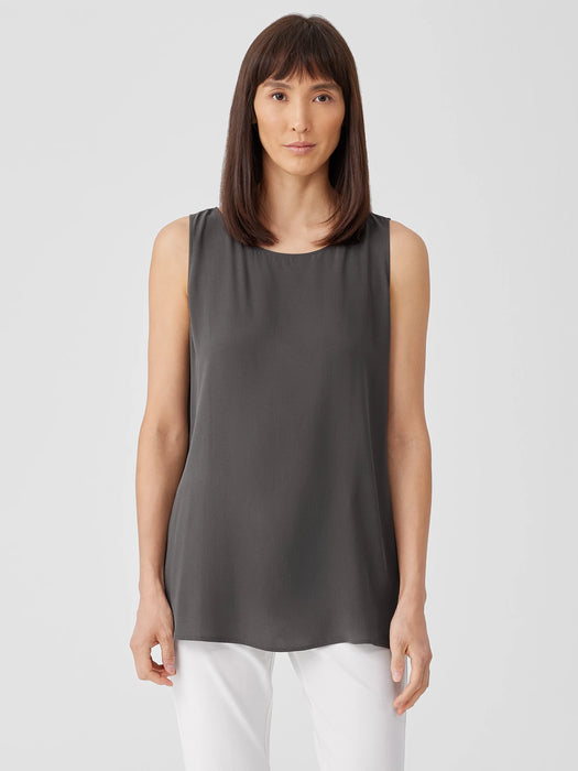Silk Georgette Crepe&nbsp;Ballet Neck Long Tank