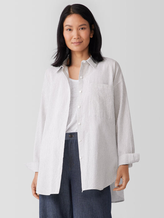 Organic Cotton Ripple&nbsp;Checkered&nbsp;Classic Collar Shirt