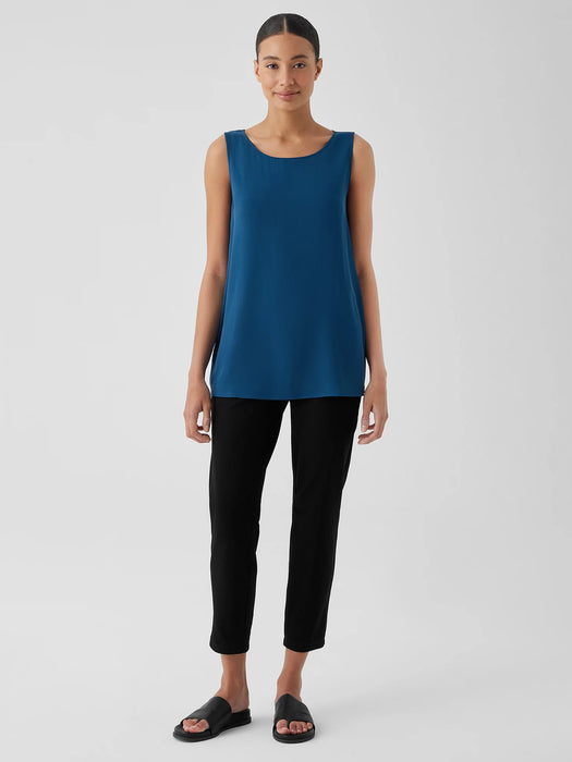 Silk Georgette Crepe&nbsp;Ballet Neck Long Tank
