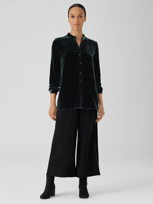 Velvet Band&nbsp;Collar Long Shirt