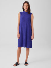 Woven Pliss&eacute; Mock Neck Dress