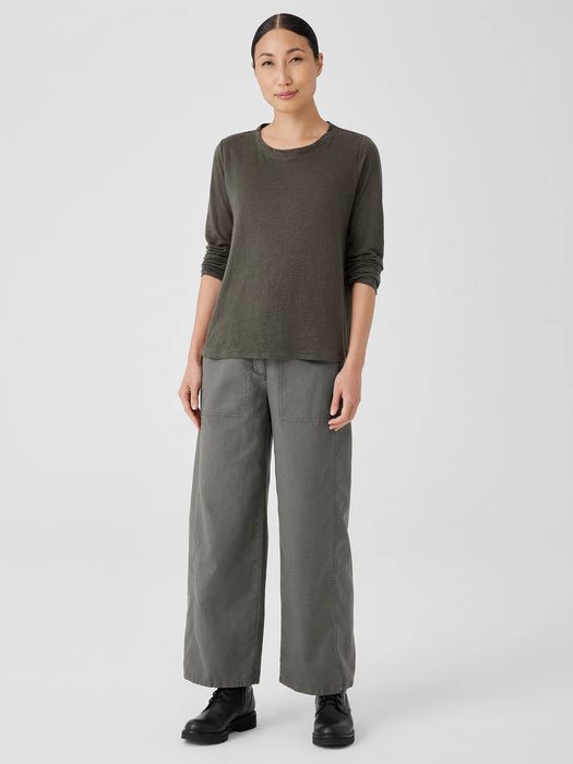 Organic Linen Jersey Crew Neck Top