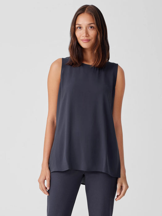 Silk Georgette Crepe&nbsp;Ballet Neck Long Tank