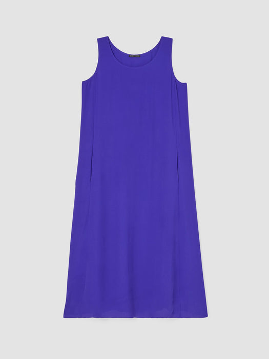 Silk Georgette Crepe Scoop Neck Dress