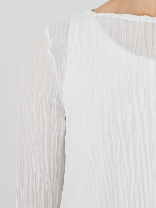 Crinkled Sheer Silk Georgette&nbsp;Bateau Neck Long Top
