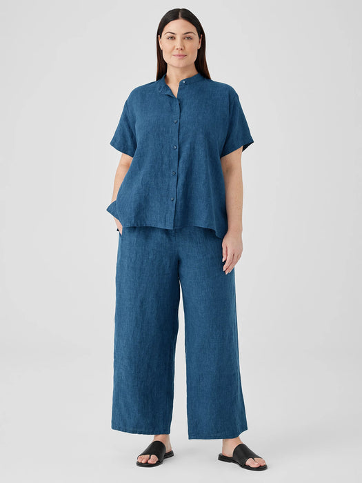 Washed Organic Linen D&eacute;lav&eacute; Wide Trouser Pant