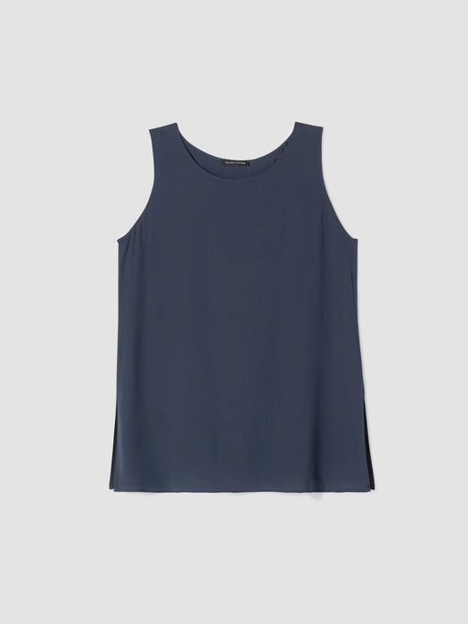 Silk Georgette Crepe&nbsp;Ballet Neck Long Tank