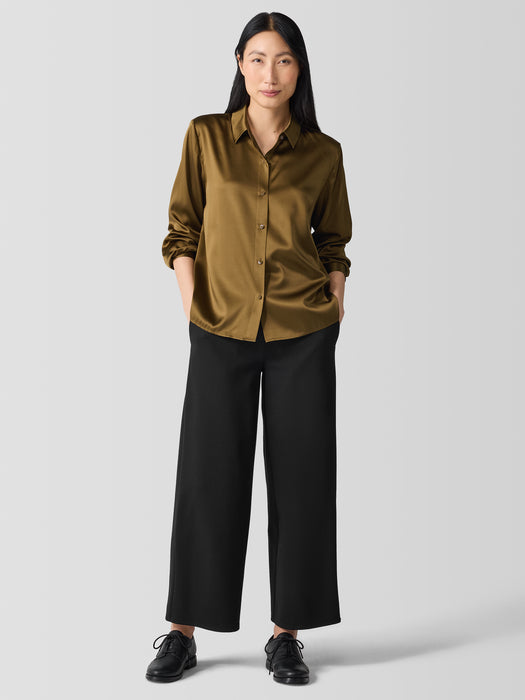 Stretch Silk Charmeuse&nbsp;Classic Collar Shirt