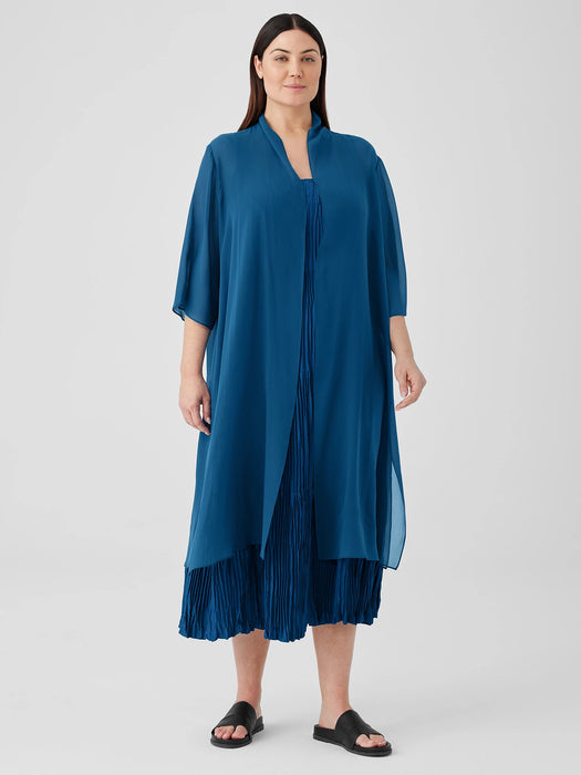 Sheer Silk Georgette High Collar Jacket